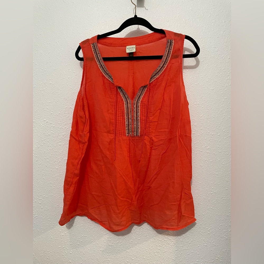 SONOMA WOMEN CASUAL LOUNGE SHIRT TOP ORANGE SLEEVELESS SUMMER FALL BOHO BEACH 1X